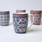 Set of 4 Vintage Pattern Ceramic Mugs – Ethnic Print | Imperial Nest