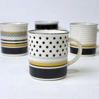Set Of 4 Modern Black & Gold Ceramic Mugs – Multiple Patterns | Imperial Nest