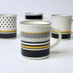 Set Of 4 Modern Black & Gold Ceramic Mugs – Multiple Patterns | Imperial Nest
