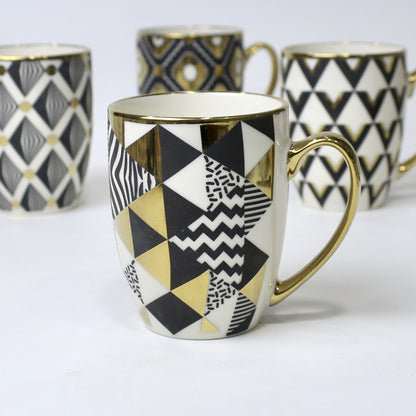 Luxury Geometric Ceramic Mugs – Gold Accent Design | Imperial Nest