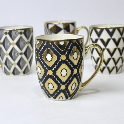 Luxury Geometric Ceramic Mugs – Gold Accent Design | Imperial Nest