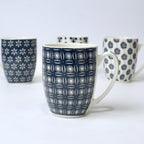 Set of 4 Midnight Mandala Ceramic Printed Mug – 350ml | Individual Designs | Elegant Modern Look