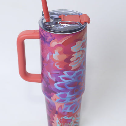 O’jay Floral Burst Tumbler – 40oz & 50oz | Insulated Stainless Steel | Leak-Proof
