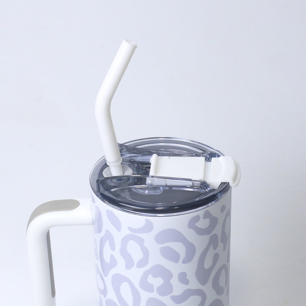 O’jay Arctic Leopard Tumbler – 40oz & 50oz | Stylish Stainless Steel, Leak-Proof, White & Grey Print
