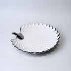 13" Ceramic Leaf Bowl with Handle – Gold & Silver Finish | Elegant Serveware