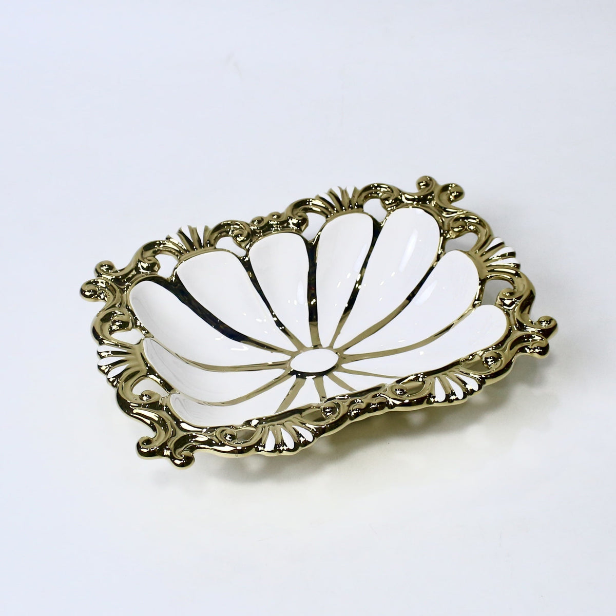 Ornate Ceramic Bowl – 10.25" Decorative Serving Dish in Gold & Silver | Imperial Nest