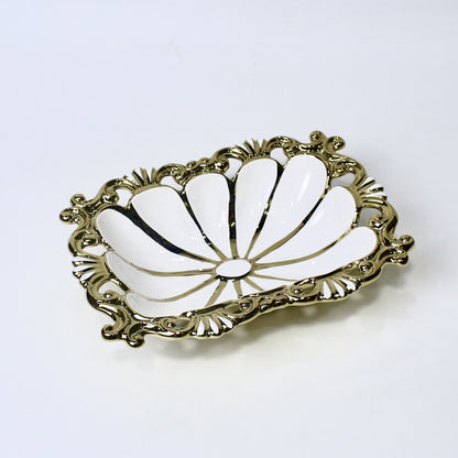 Ornate Ceramic Bowl – 10.25" Decorative Serving Dish in Gold & Silver | Imperial Nest