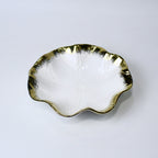 Lotus Leaf Ceramic Bowl – 10.5" Serving Dish in Gold & Silver | Imperial Nest