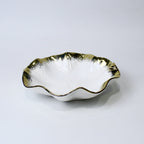 Lotus Leaf Ceramic Bowl – 10.5" Serving Dish in Gold & Silver | Imperial Nest