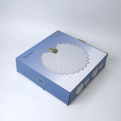 13" Ceramic Leaf Bowl with Handle – Gold & Silver Finish | Elegant Serveware