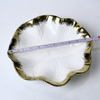 Lotus Leaf Ceramic Bowl – 10.5" Serving Dish in Gold & Silver | Imperial Nest