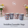 Set of 4 Vintage Pattern Ceramic Mugs – Ethnic Print | Imperial Nest