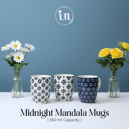 Midnight Mandala Ceramic Printed Mug – 350ml | Individual Designs | Elegant Modern Look