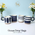 Set of 4 Ocean Drop Ceramic Mugs – Artistic Round Handle Cups | Imperial Nest