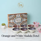 6 Pcs Mandala-Inspired Ceramic Bowl Set with Gift Box Packaging