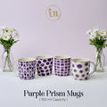 Set Of 4 Purple Pattern Ceramic Mugs – Bold Geometric & Dot Designs | Imperial Nest