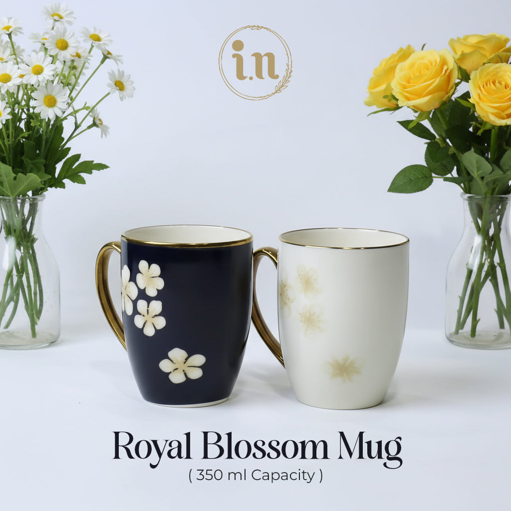 Royal Blossom Luxury Floral Ceramic Mug – Gold Handle | Imperial Nest
