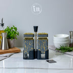 Elegant Glass Salt & Pepper Shaker Set – Grey, Black & White