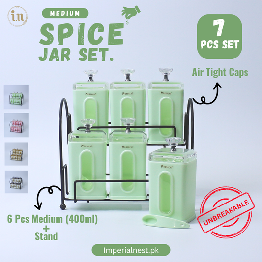 Spice Jar Set | Spice Organizer With Stand | 6 Pcs (400ml each) Airtight Jars with Stand