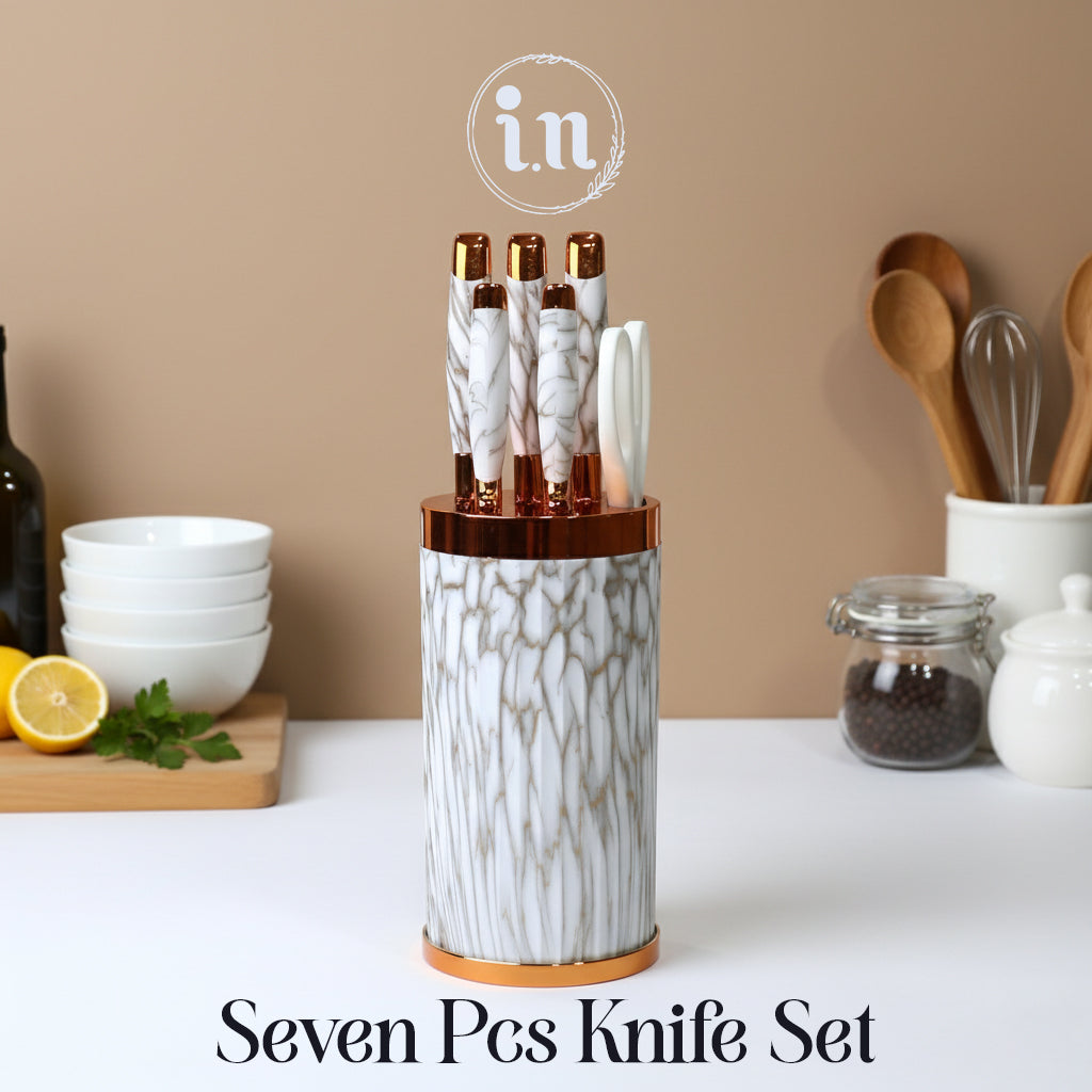 7 Pcs Marble Pattern Knife Set – Premium Finish