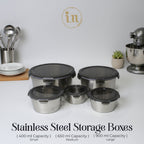 Stainless Steel 304 Round Storage Boxes - 4 Pcs & 5 Pcs Set