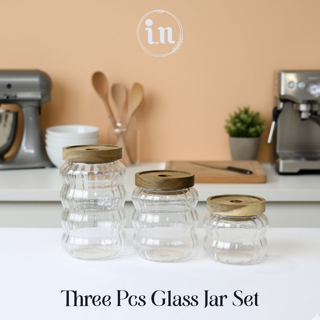 3PCS Wavy Airtight Glass Jar Set