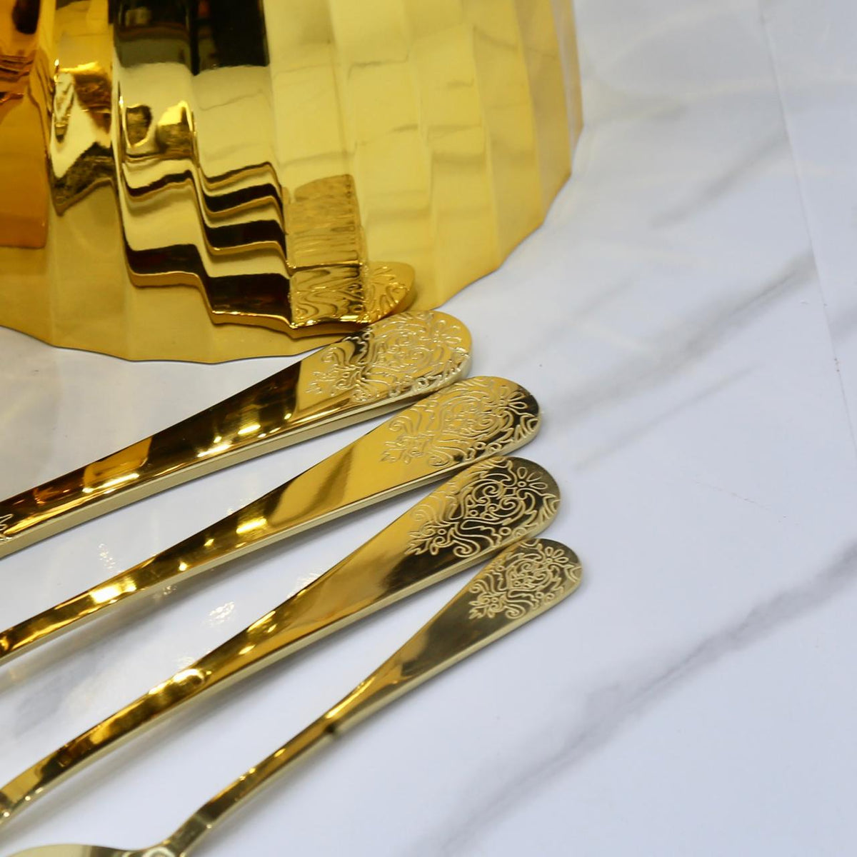 Luxury Golden Cutlery Set with Crown Holder