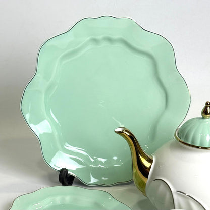 Elegant Mint Green Bone China Tea Set – 24-Piece Complete Tea Serving Set