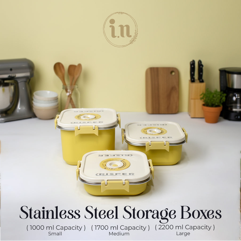 Stainless Steel Storage Boxes (1000ML, 1700ML, 2200ML), With Vacuum Pump