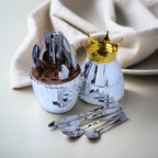 Luxury Silver Cutlery Set with Crown Holder