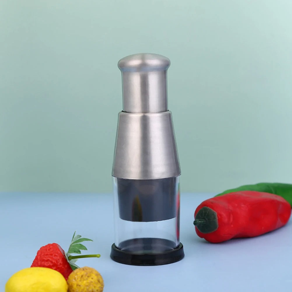Stainless Steel Manual Hand Chopper | Mini Garlic & Onion Chopper for Vegetables, Herbs and Salad Prep