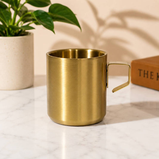 Premium Stainless Steel 304 Single Piece Mug – 220ML Coffee & Tea Cup | Golden & Silver Color Options