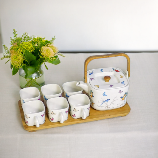 Vintage Bird and Butterfly Porcelain Coffee Set