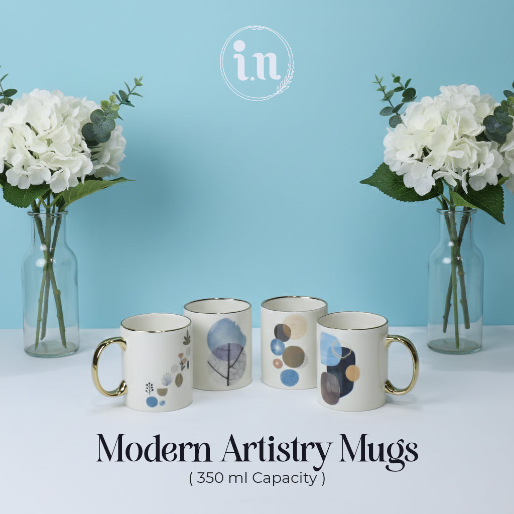 Set of 4 Modern Artistry Abstract Ceramic Mug