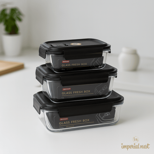 Glass Storage Container – 630ml | 1000ml | 1500ml | Airtight & Leakproof | Imperial Nest