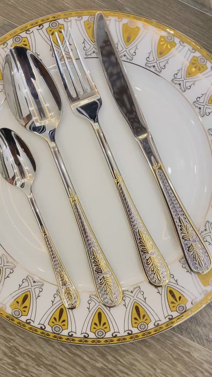 Luxury 24-Piece Stainless Steel Flatware Set – Includes Teaspoons, Forks, Butterknives
