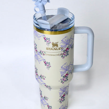 Blue Petal 40oz Floral Stainless Steel Stanley | Gift Box Included - Imperial Nest