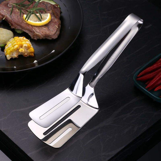 Stainless Steel Tongs with Wide Spatula Grip | Grill, Steak & Frying Kitchen Tongs